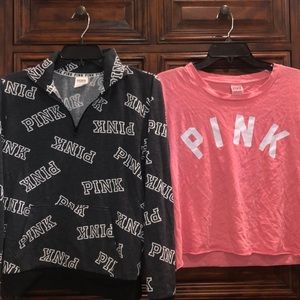 Pink zip up and pink T-shirt